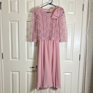 Vintage ILGWU Warren Petites Dress Sequin Lace Bodice and Chiffon Skirt Sz 8